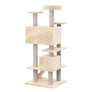 Katzenkratzbaum, beige (131 cm hoch)