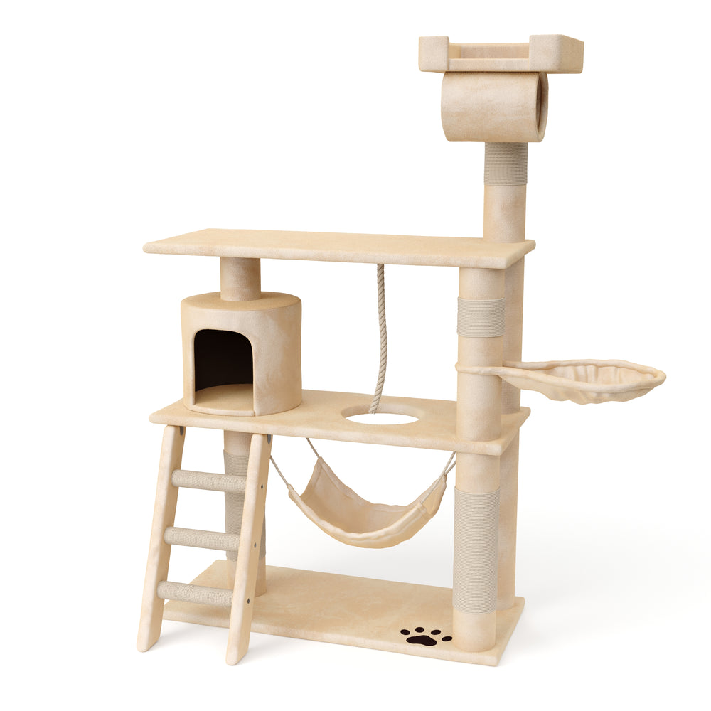 Cat scratching post, beige (141 cm high)