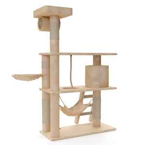 Katzenkratzbaum, beige (141 cm hoch)