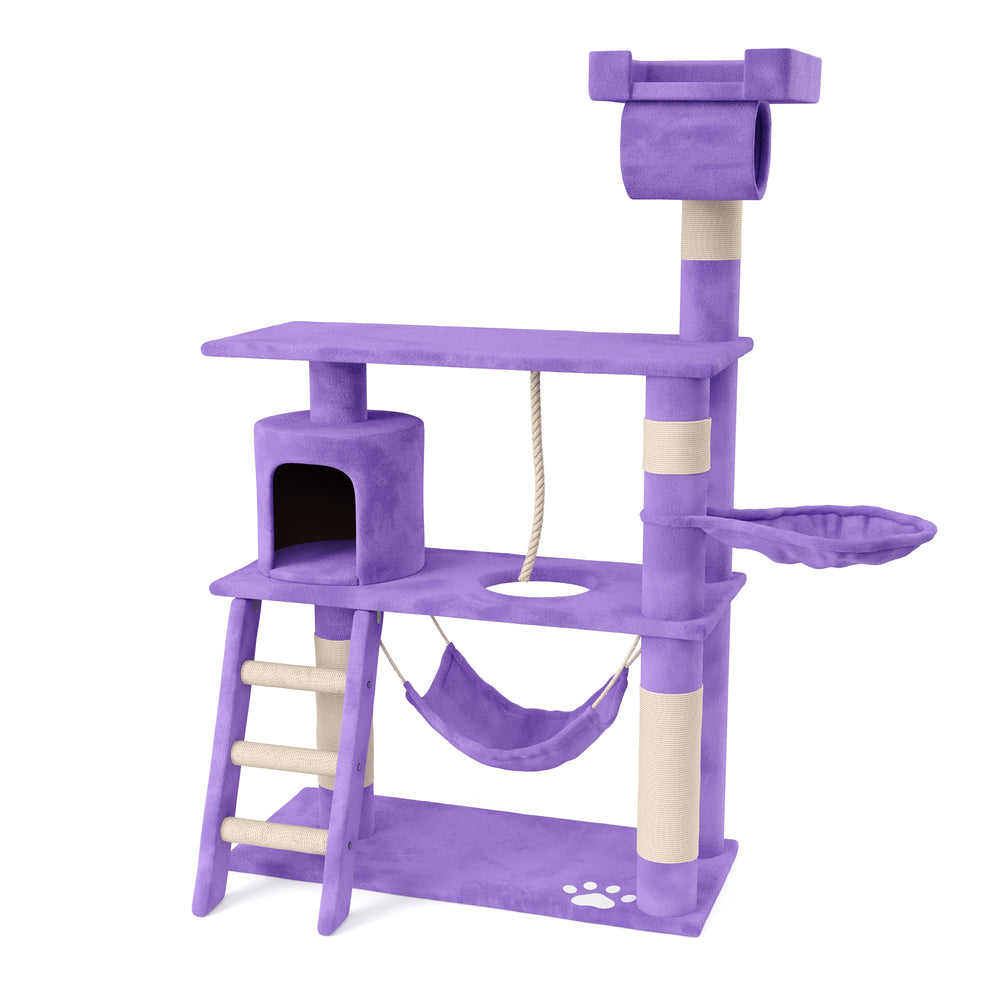 Cat scratching post, 141 cm high, purple