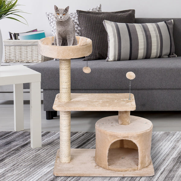 Katzenbaum mit Hängebett 3-Stock 60x40x81cm