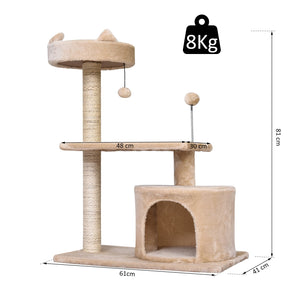 Katzenbaum mit Hängebett 3-Stock 60x40x81cm