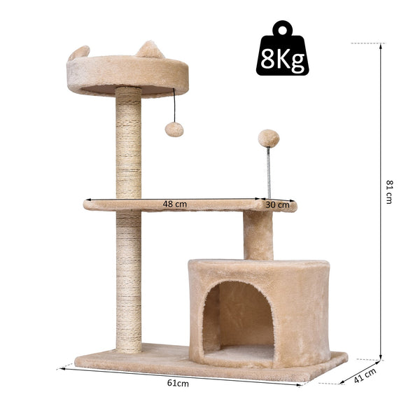 Katzenbaum mit Hängebett 3-Stock 60x40x81cm