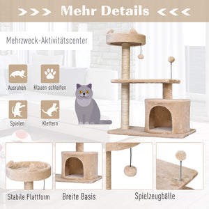 Katzenbaum mit Hängebett 3-Stock 60x40x81cm