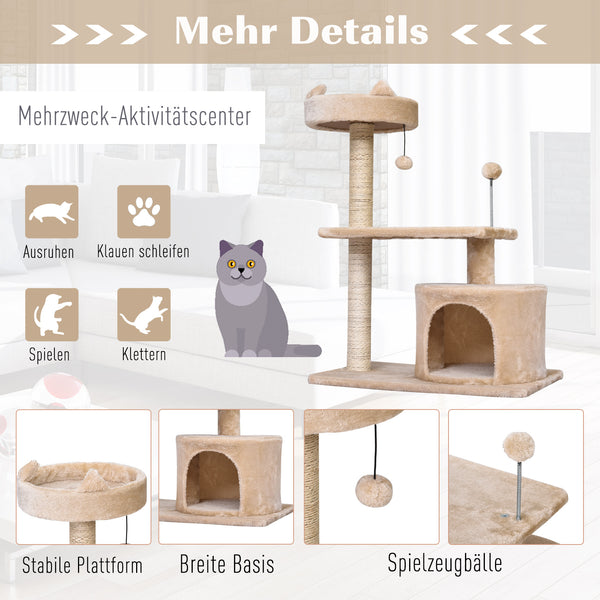 Katzenbaum mit Hängebett 3-Stock 60x40x81cm