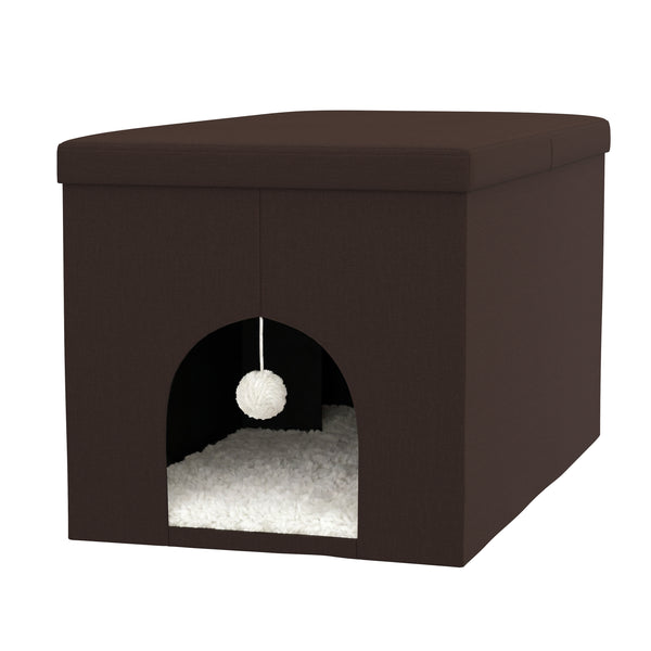 Katzenbett Höhle KASIA faltbar 90 x 50 x 50 cm braun