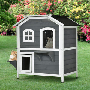 Katzenhaus Katzenvilla Outdoor Katzenhütte 2-Etagen