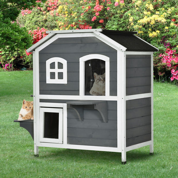 Katzenhaus Katzenvilla Outdoor Katzenhütte 2-Etagen