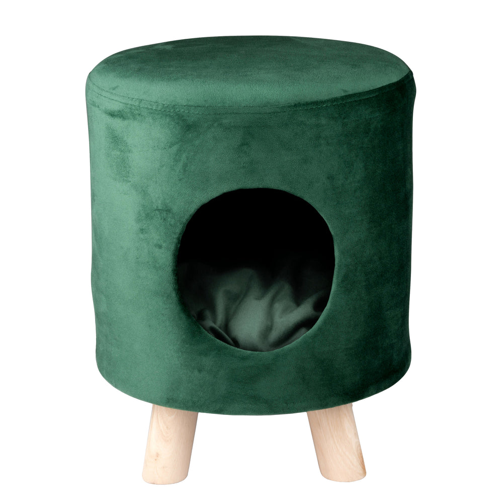 Cat house fabric stool green