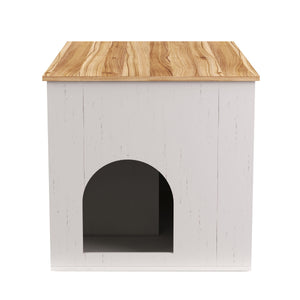 Katzenhaus für Katzentoilette 80 x 53 x 50 cm weiss/braun