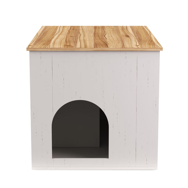 Katzenhaus für Katzentoilette 80 x 53 x 50 cm weiss/braun