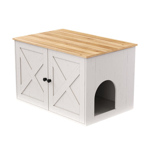 Katzenhaus für Katzentoilette 80 x 53 x 50 cm weiss/braun