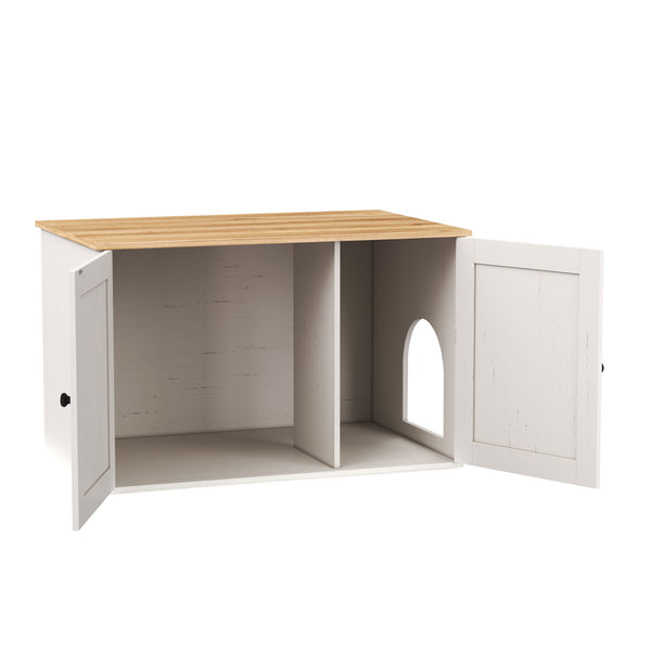 Katzenhaus für Katzentoilette 80 x 53 x 50 cm weiss/braun