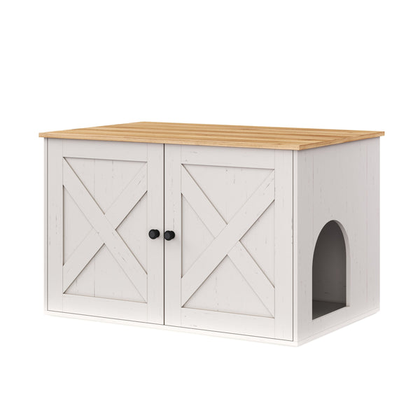Katzenhaus für Katzentoilette 80 x 53 x 50 cm weiss/braun