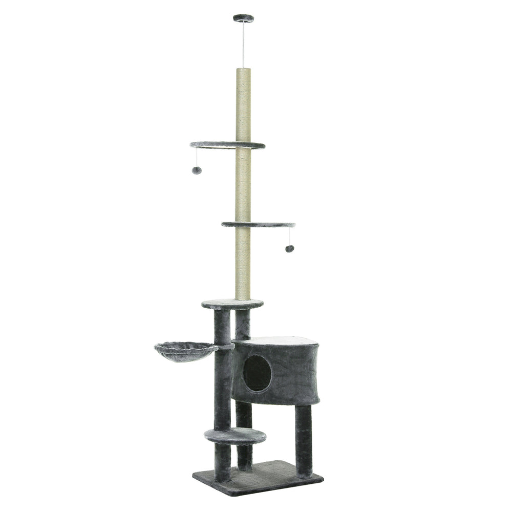 Struttura per arrampicata/tiragraffi per gatti con colonna in sisal 220-265 cm