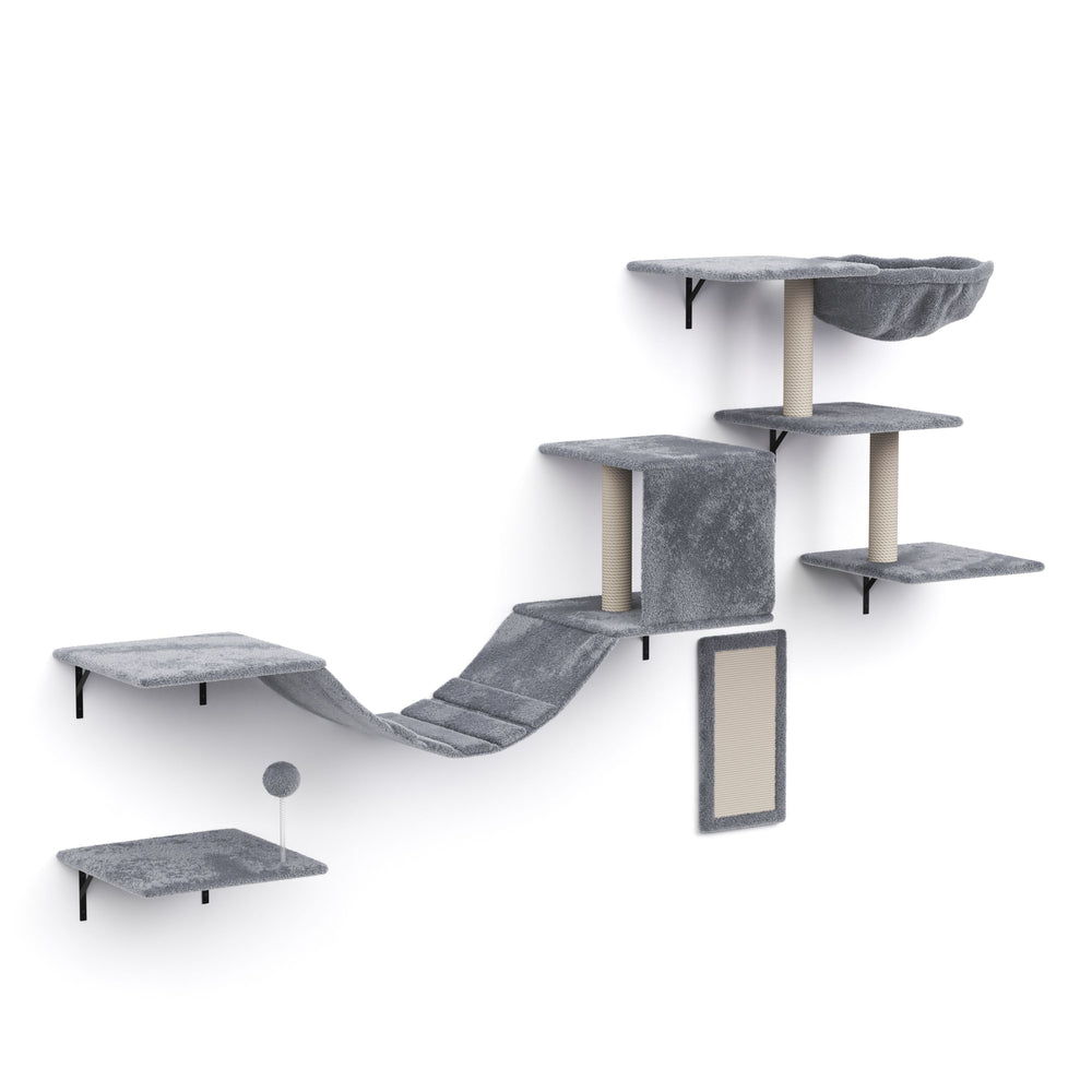 Cat climbing wall set DAYANA 4-piece grey