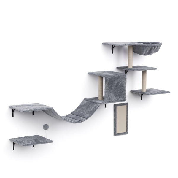 Katzenkletterwand Set DAYANA 4-teilig grau