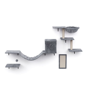 Katzenkletterwand Set DAYANA 4-teilig grau