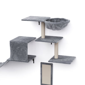 Katzenkletterwand Set DAYANA 4-teilig grau