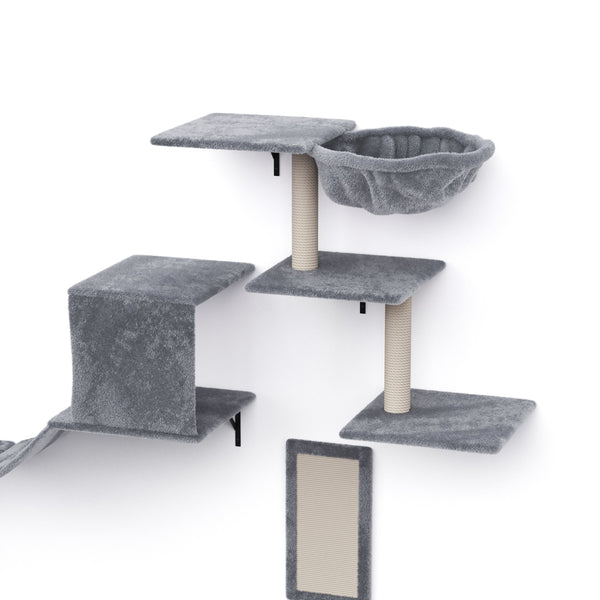 Katzenkletterwand Set DAYANA 4-teilig grau
