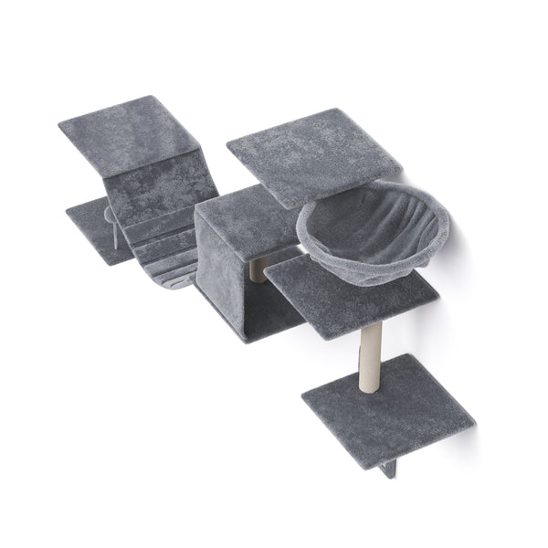 Katzenkletterwand Set DAYANA 4-teilig grau