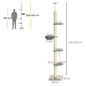Katzenkratzbaum Deckenhoch 230-250cm mit Hängematte