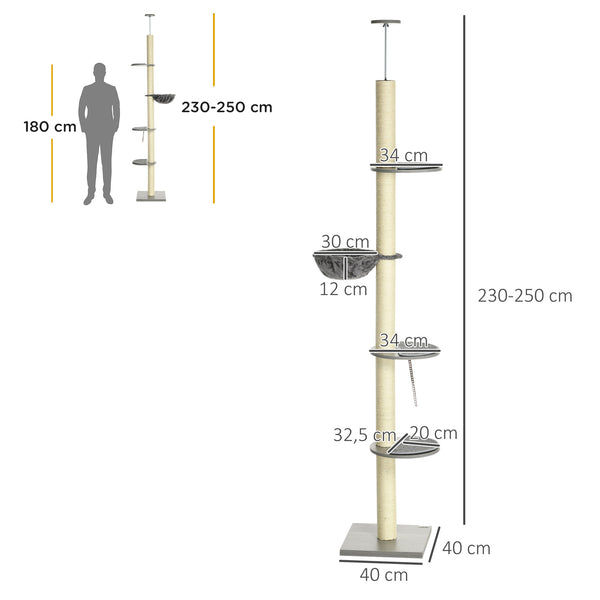 Katzenkratzbaum Deckenhoch 230-250cm mit Hängematte