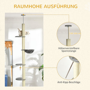 Katzenkratzbaum Deckenhoch 230-250cm mit Hängematte