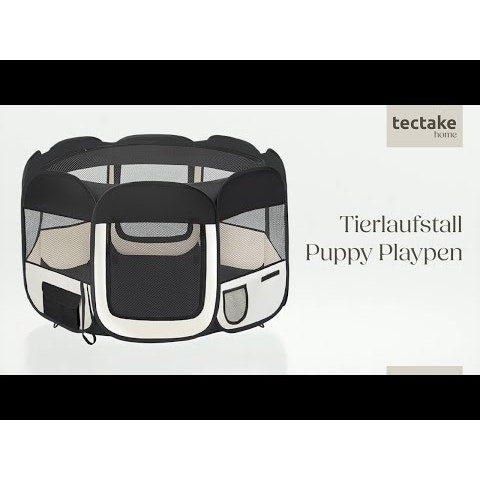 Tierlaufstall aus Polyester schwarz