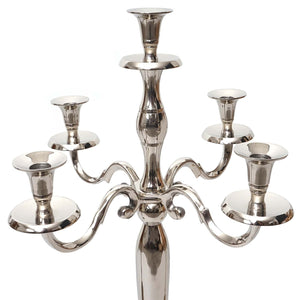 Candlestick, 5-arm, solid aluminum, 80cm, silver