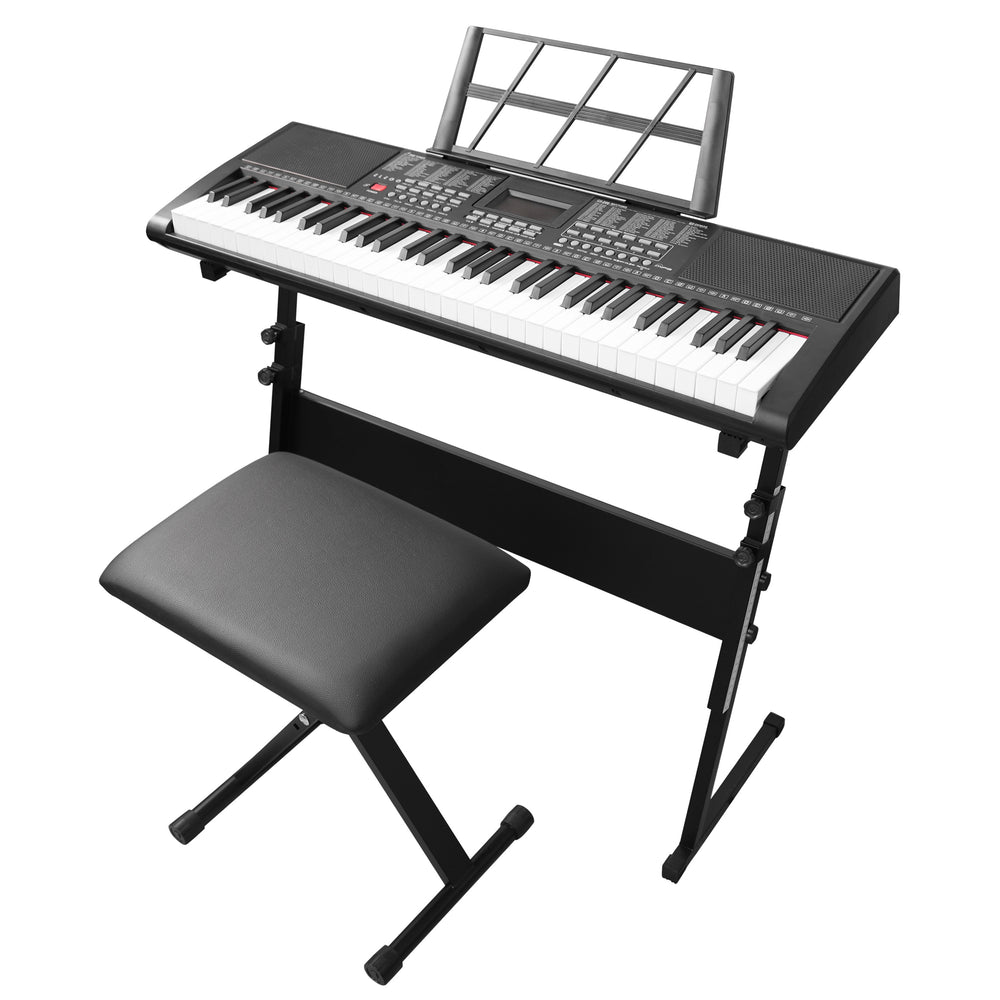Set tastiera con sgabello e supporto, nero