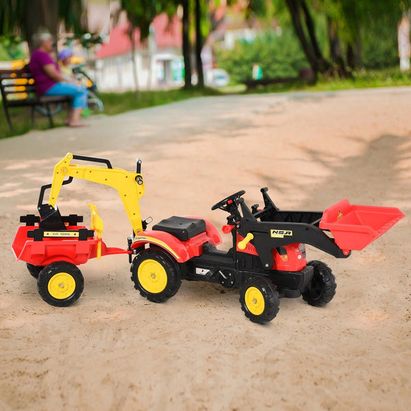 Kinder Traktor Kinderauto mit Bagger und Anhänger