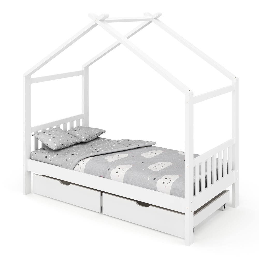 Kinderbett BEMBY mit 2 Schubladen 80 x 160 cm weiss