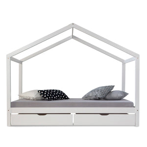 Kinderbett Hausbett 90x200cm Weiss