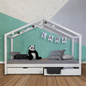 Kinderbett Hausbett 90x200cm Weiss