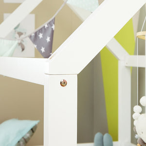 Kinderbett Hausbett mit Rausfallschutz 80x160cm Weiss