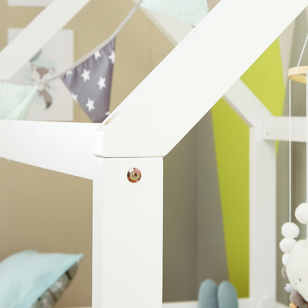 Kinderbett Hausbett mit Rausfallschutz 80x160cm Weiss