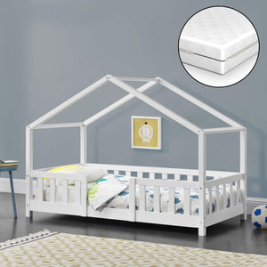 Kinderbett Treviolo 80x160 cm mit Matratze und Gitter