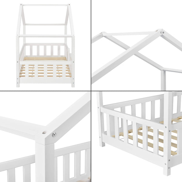 Kinderbett Treviolo 80x160 cm mit Lattenrost + Gitter Holz