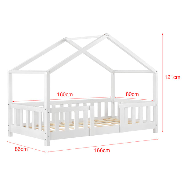 Kinderbett Treviolo 80x160 cm mit Matratze und Gitter