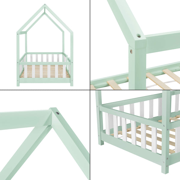 Kinderbett Sisimiut 90x200 cm mit Rausfallschutz Mint