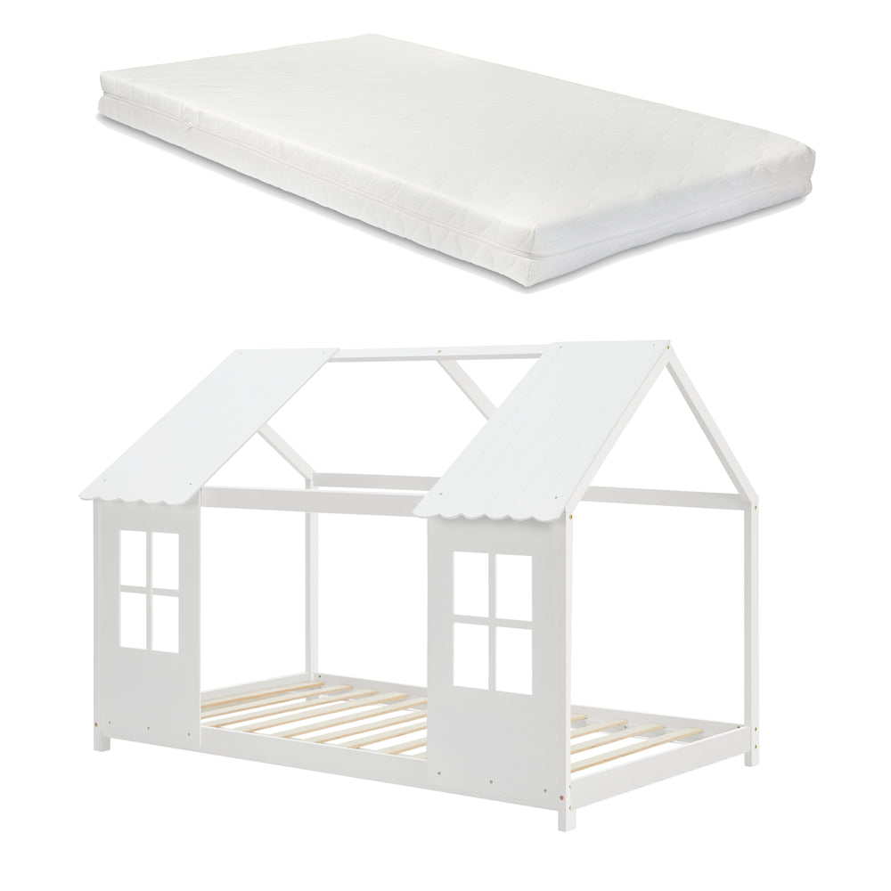 Kinderbett Tostedt 90x200cm mit Matratze Weiss