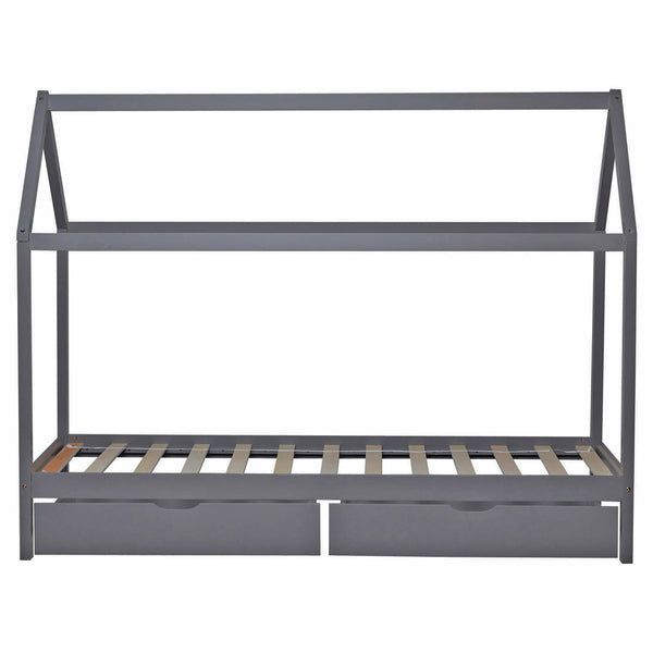 Kinderbett mit Schubladen 90x200cm Grau