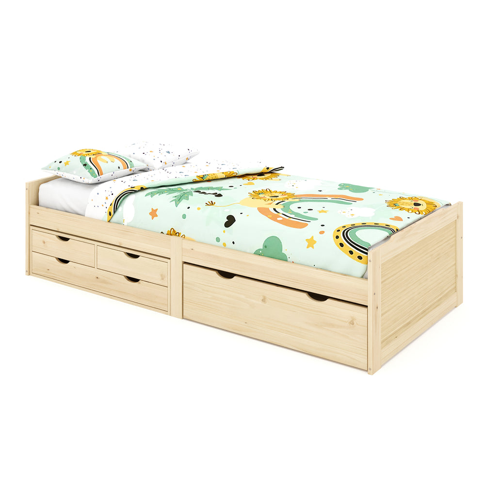 Kinderbett mit Schubladen EMMANUELLE 90 x 200 cm natur