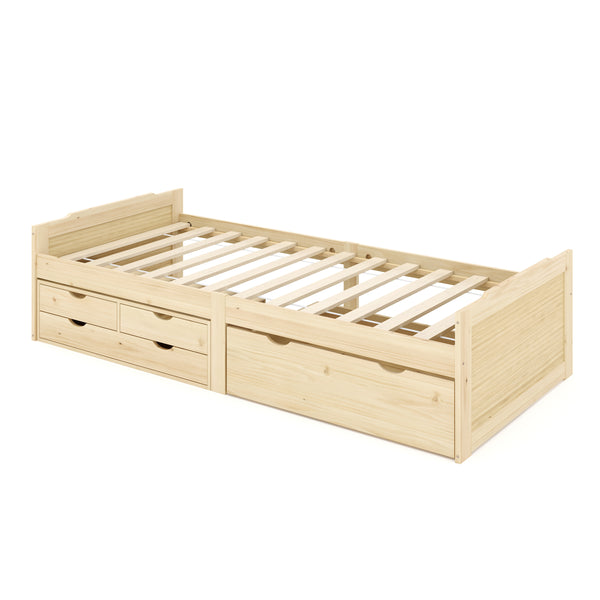 Kinderbett mit Schubladen EMMANUELLE 90 x 200 cm natur