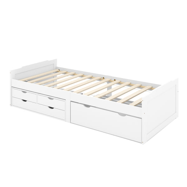 Kinderbett mit Schubladen EMMANUELLE 90 x 200 cm weiss
