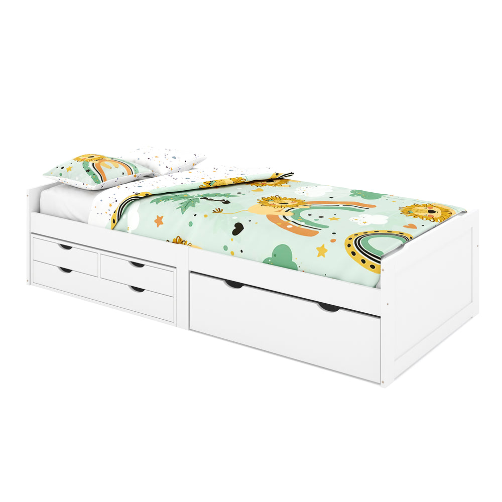 Kinderbett mit Schubladen EMMANUELLE 90 x 200 cm weiss