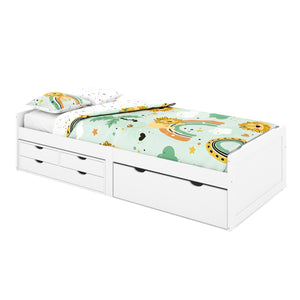 Kinderbett mit Schubladen EMMANUELLE 90 x 200 cm weiss
