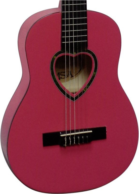 Kindergitarre Klassik 1/2 Grösse Pink Herz