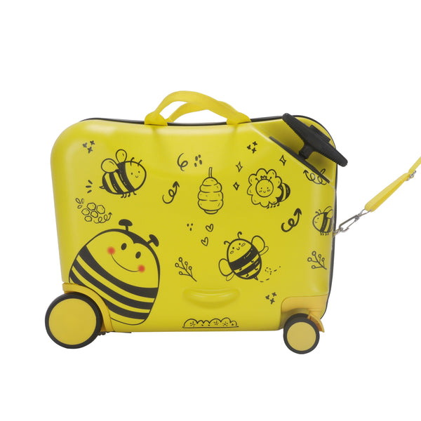 Kinderkoffer Hartschalenkoffer mit Sitzfläche Biene gelb